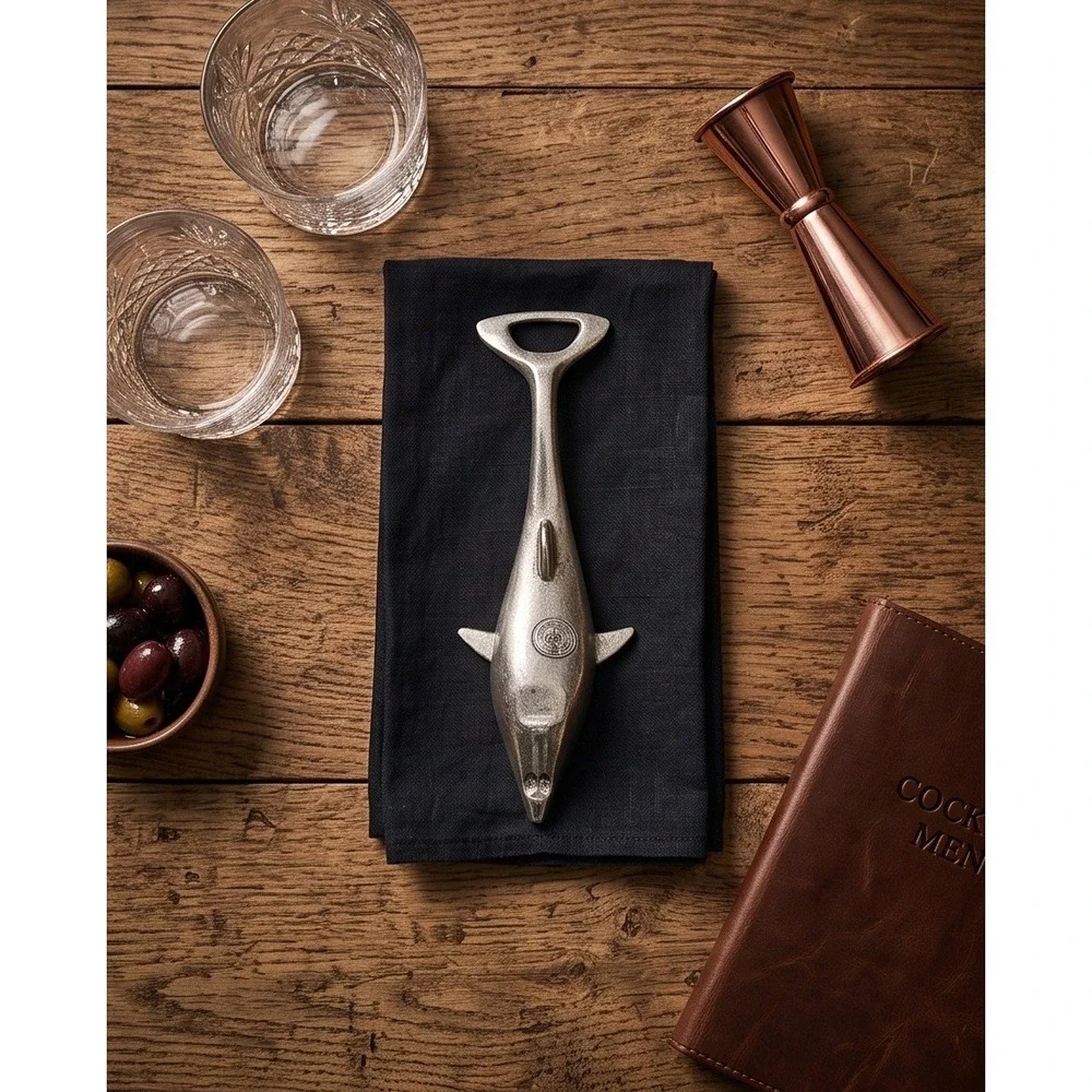 Davco Silver Ltd Vintage Dolphin Bottle Opener Silver Plate‎ Barware Nautical